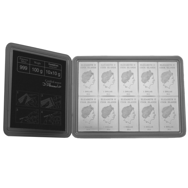 10x 10g Ag COOK Islands CombiCoin Münztafel