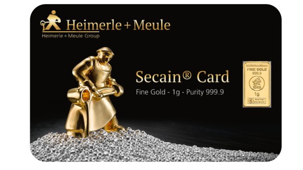 1 g Goldbarren Secain Card Heimerle & Meule